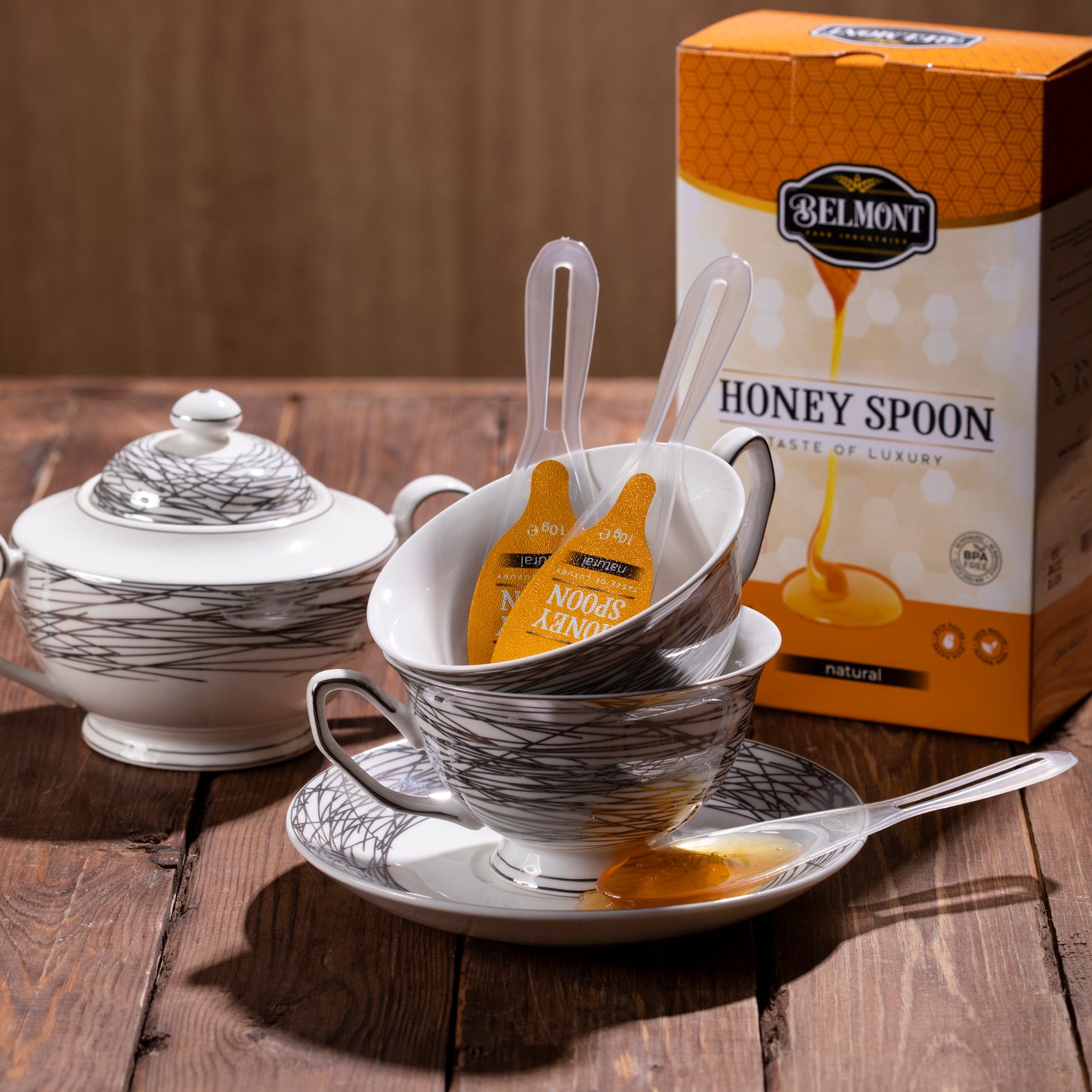 4 Boxes of 10 Black Seed / Natural Honey Spoons