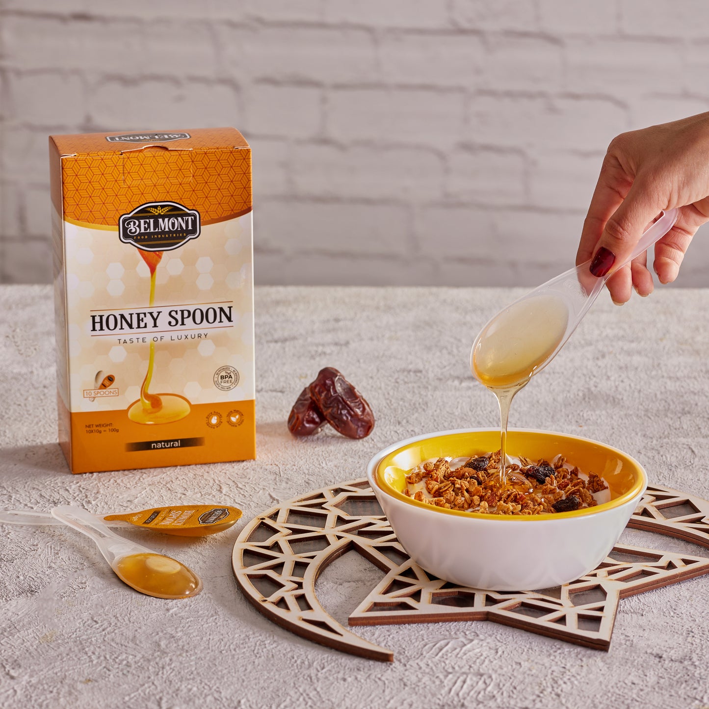 Box of 10 Natural Honey Spoons